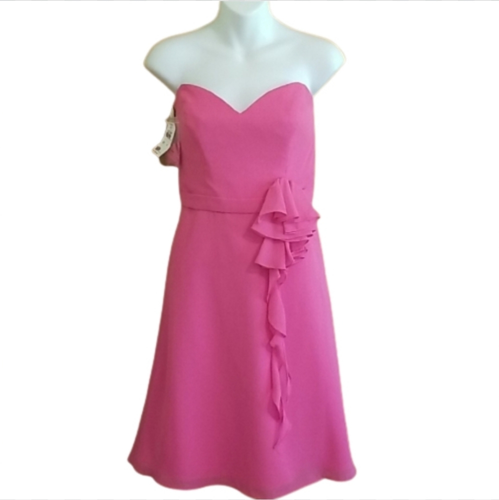 NWT Alfred Angelo Wedding Party Occasion Fuchsia Ruffle Dress Womens Size 6